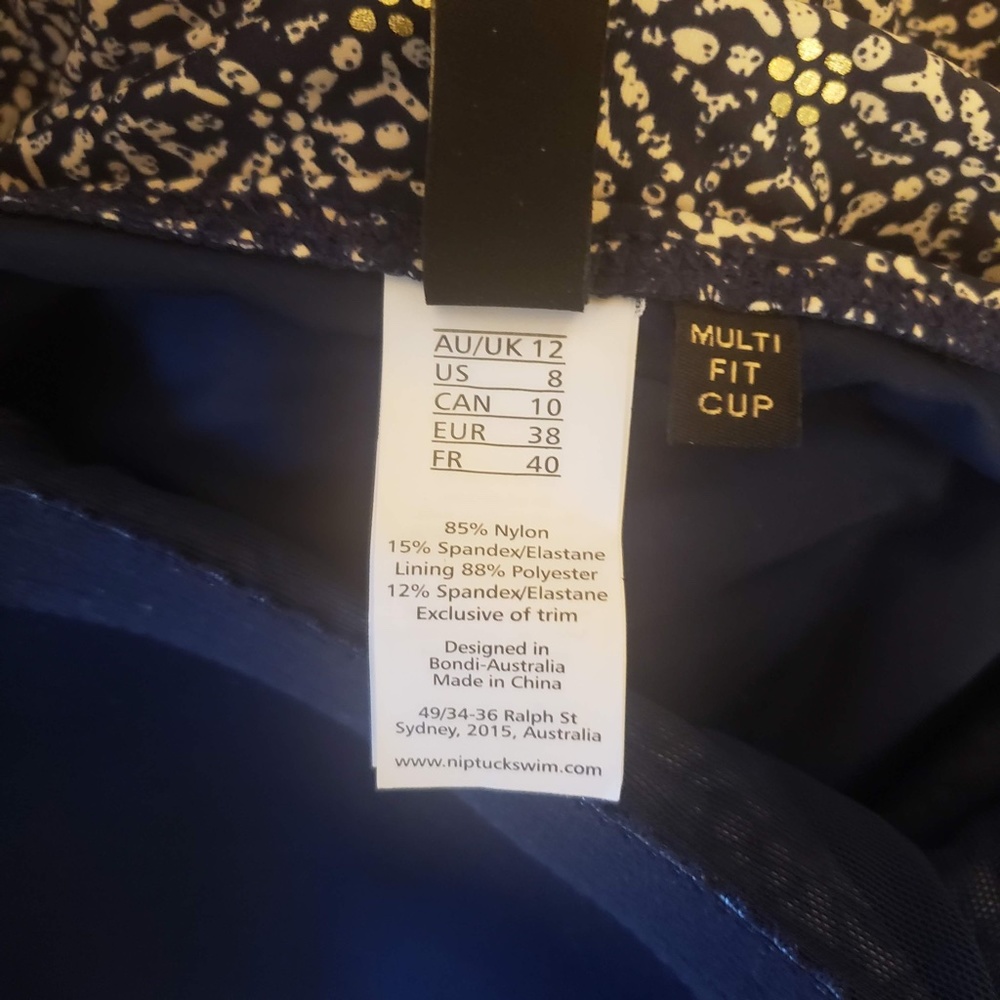 Niptuck Swim 'Joanne' Nautical Foil Print Navy & Gold One-Piece Swimsuit -Size 8 - Picture 14 of 15